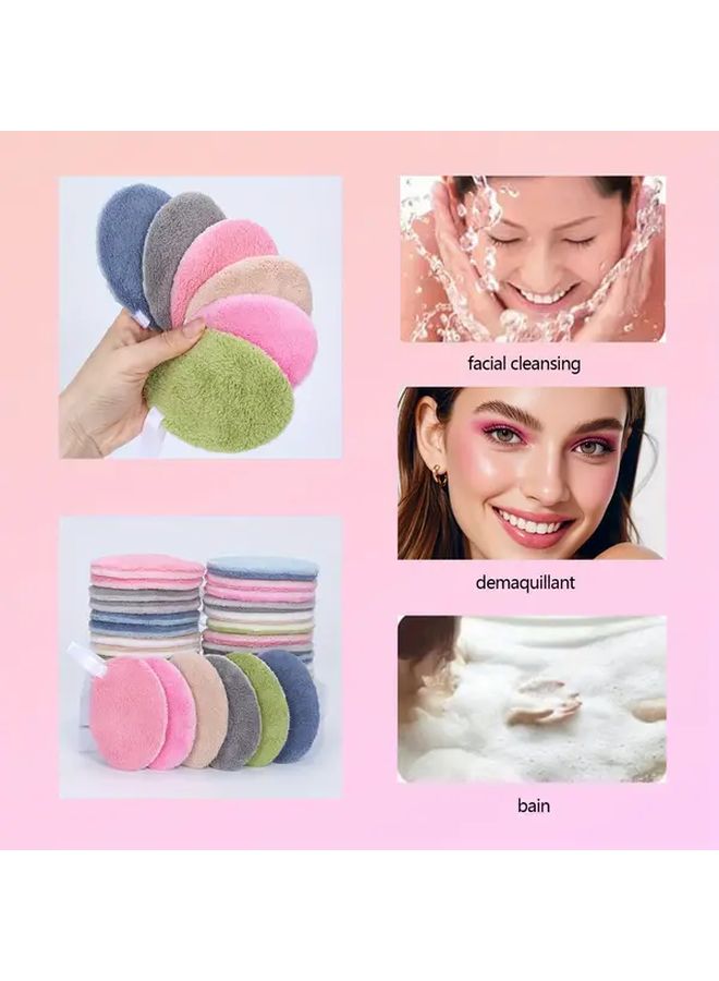 Khaki White 8011 Oval Absorbent Reusable Makeup Remover Pads 6pcs Soft Facial Cleansing Pads - Image 3